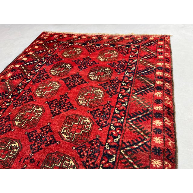 Islamic Vintage Afghan Ersari Turkmen Bokhara Gallery Rug - 8'1" X 3'7" For Sale - Image 3 of 12