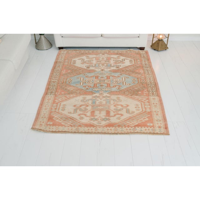 Textile Vintage Peach Colour Oushak Rug For Sale - Image 7 of 10