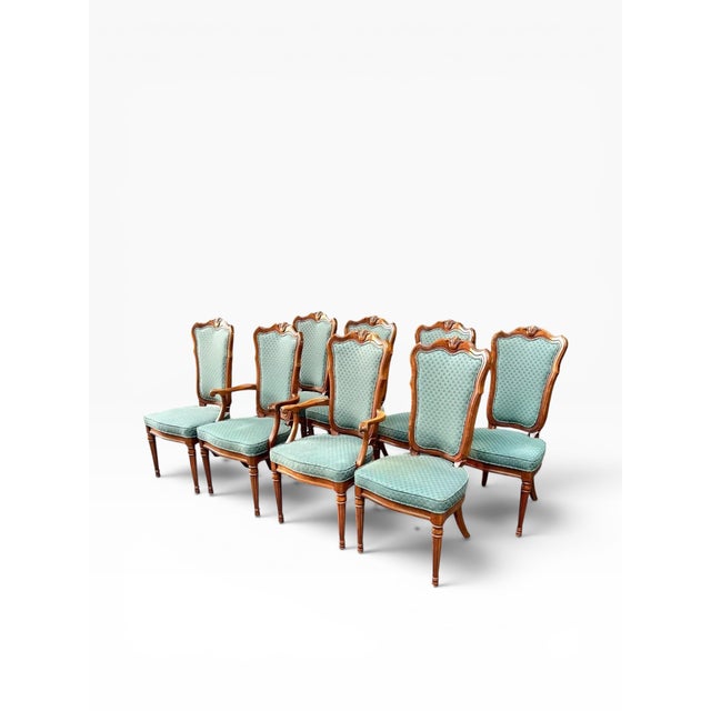 Traditional 1980s White Furniture Co. Green Dining Chairs - Set of 8 For Sale - Image 3 of 12