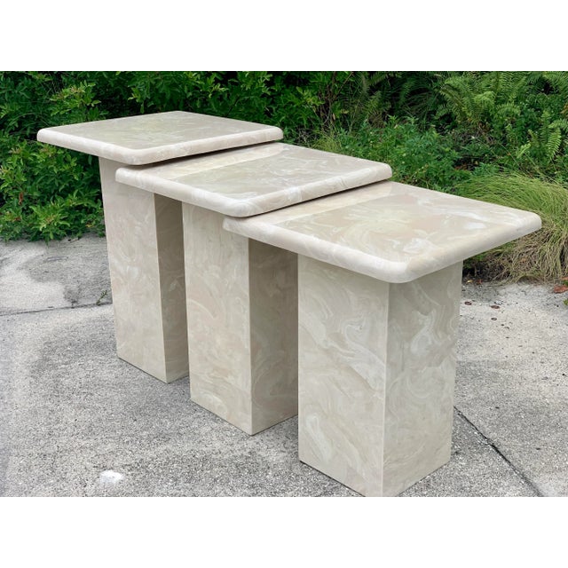 1980s Vintage Tall Marble Nesting Tables For Sale - Image 10 of 11