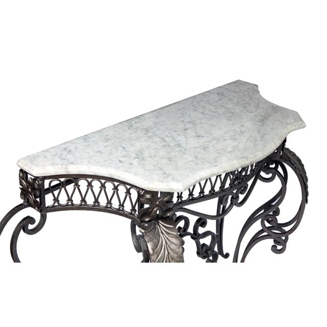20th Century, Iron Console Carrara Marble Top For Sale - Image 4 of 10