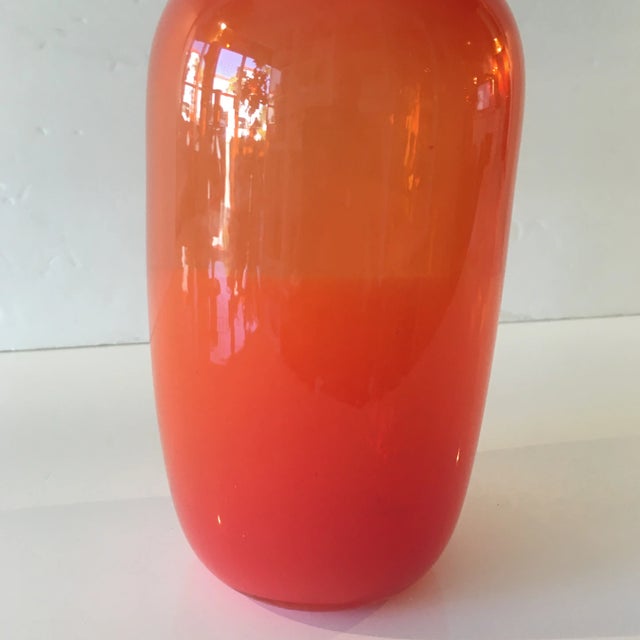 Orange Orange Hand - Blown Art - Glass Vase For Sale - Image 8 of 9