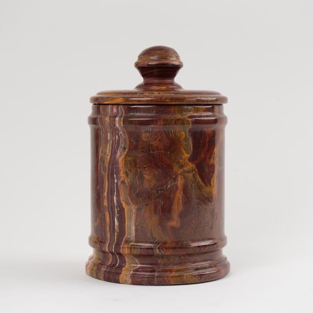Vintage Red Onyx Stone Jar With Lid For Sale - Image 4 of 12