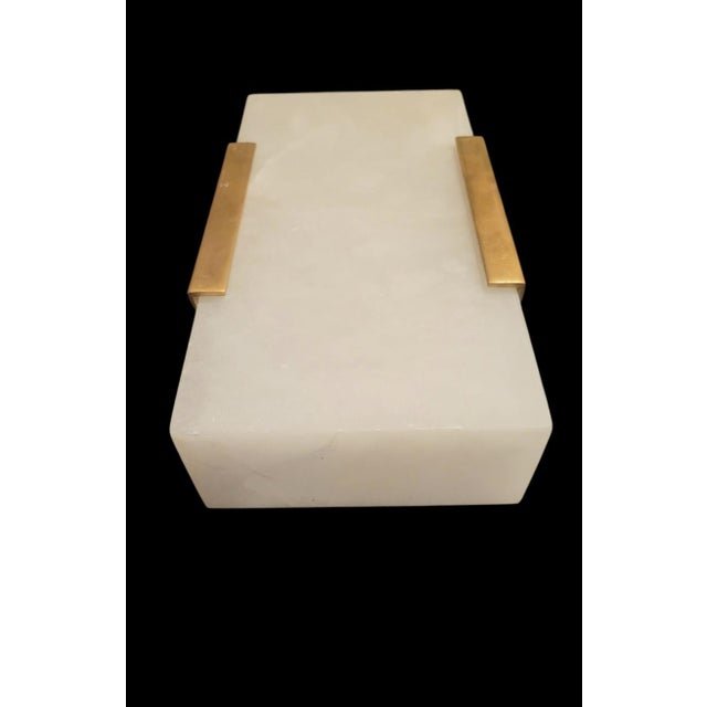 2020s Visual Comfort Alabaster Brass 1 Light Bathroom Hall Wall Sconce Lamp For Sale - Image 5 of 8