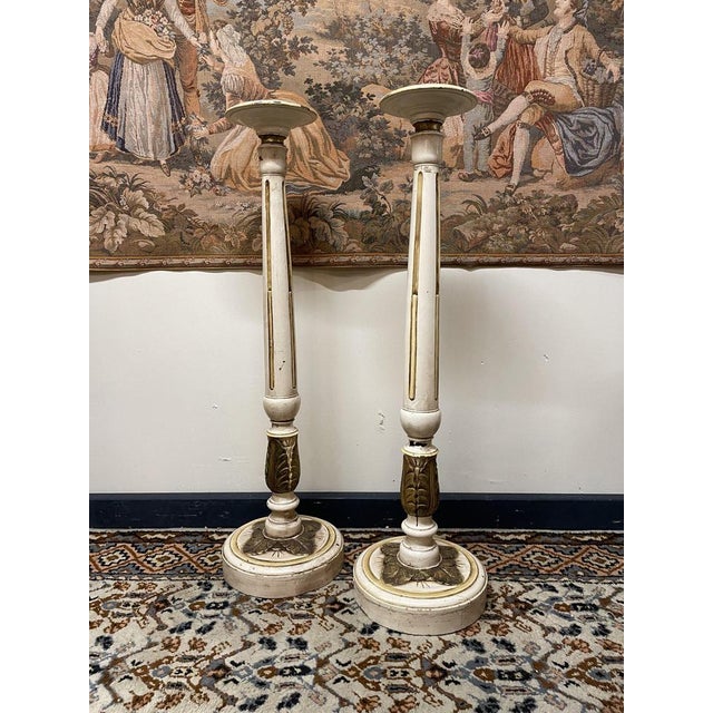 Large Painted and Parcel Gilt Columns, Set of 2 For Sale - Image 5 of 5