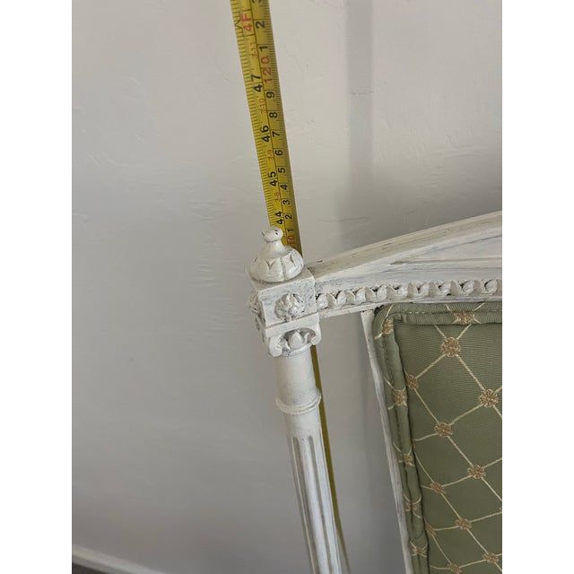19th Century Louis XVI-style Distressed White Frame Arm Chair For Sale In Phoenix - Image 6 of 12
