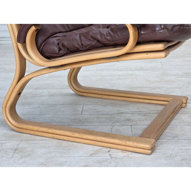 Mid-Century Modern Danish Leather and Bentwood Lounge Chair by Georg Thams for Bramin, 1970s For Sale - Image 3 of 18