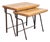 Brutalist Cast Iron and Oak Nesting Tables, 1970s, Set of 2 For Sale