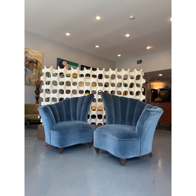 Textile Vintage Pair of Art Deco Style Velvet Chairs For Sale - Image 7 of 15