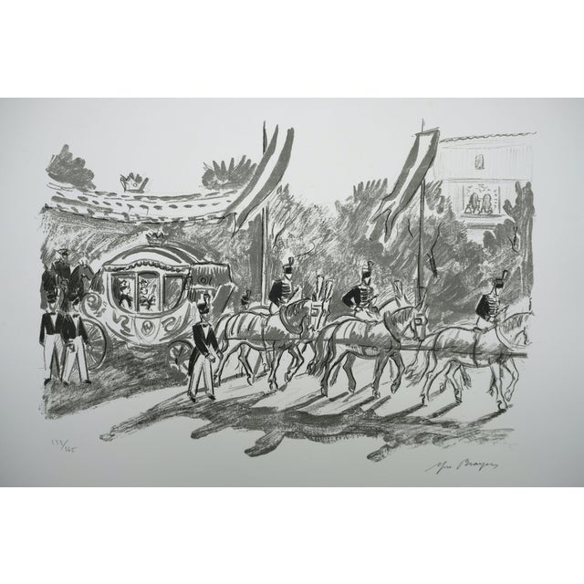 Yves Brayer, Le carrosse du couronnement, Lithograph For Sale