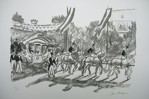 Yves Brayer, Le carrosse du couronnement, Lithograph