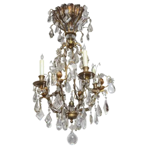 1900's French Bronze Bagues Crystal Chandelier