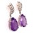 2010s 14 Karat Gold Earrings With Diamonds and Amethysts 0.50 Total Diamond Weight, A Pair For Sale - Image 5 of 8