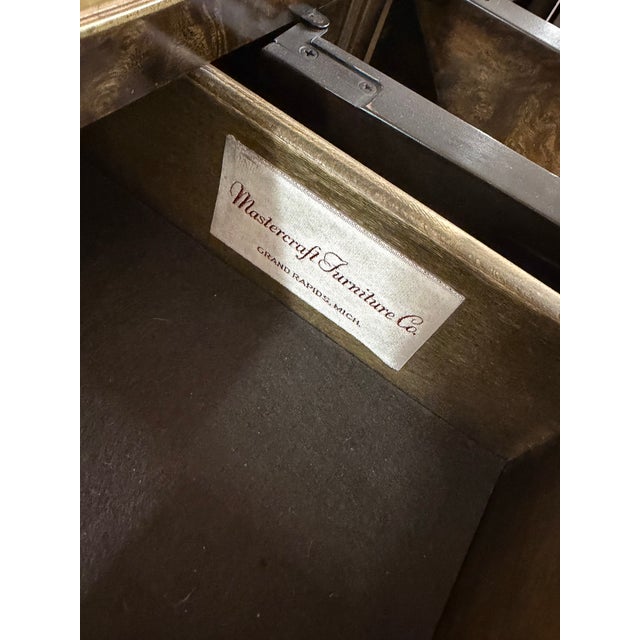 1970's Burled Carpathian Elm and Brass Credenza From Mastercraft For Sale - Image 9 of 10