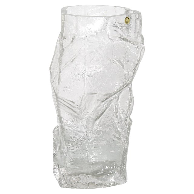 Mid-Century Glacier Glass Vase from Peill & Putzler, Germany, 1970s For Sale