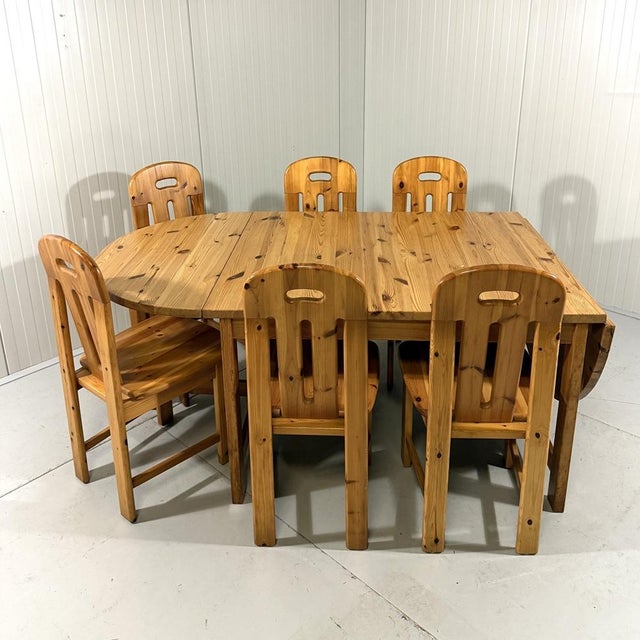 Wood Large Drop-Ear Dining Table attributed to Karin Mobring for Ikea, 1970s For Sale - Image 7 of 18