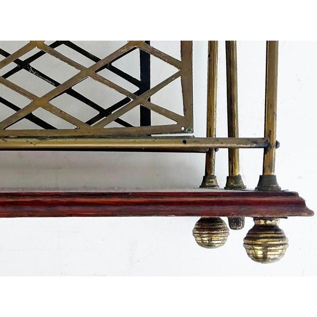 19th Century Antique English Brass, Mahogany Magazine Stand With 2 Compartments For Sale In Miami - Image 6 of 6