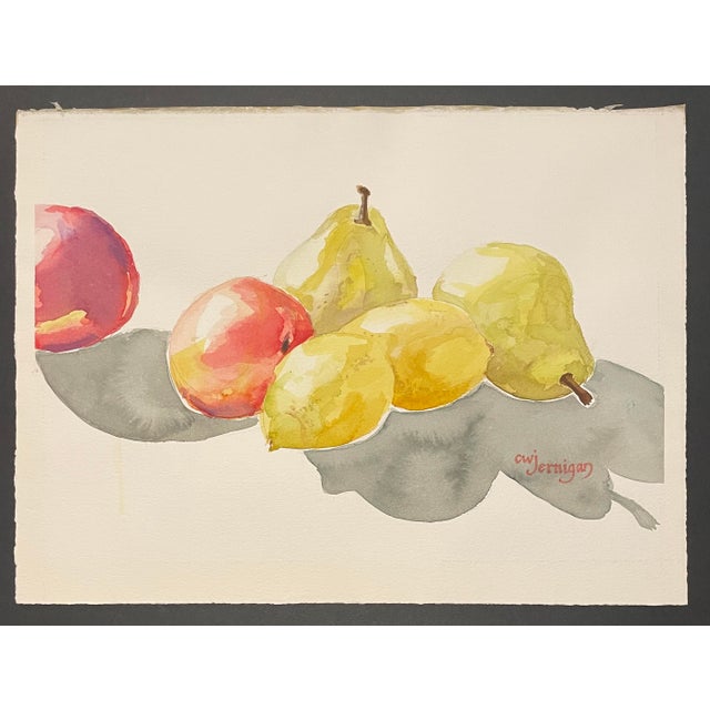 Traditional Claudia Jernigan Three Pair Fruit Still Life Watercolor For Sale - Image 3 of 3