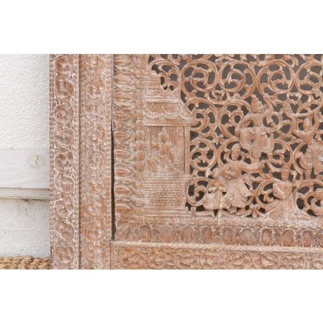 Mandalay Screen Antique Double Sided Pierced Carving Panel For Sale - Image 12 of 14