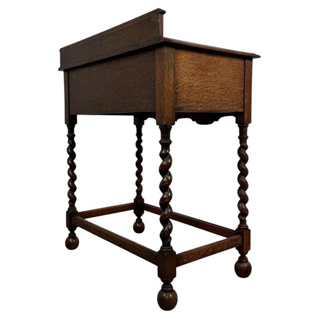 Brown Early 20th Century Antique English Jacobean Revival Oak Side Table For Sale - Image 8 of 12