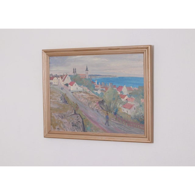E. R. Olsson, Village Scene II, 1950s, Oil on Panel, Framed For Sale - Image 9 of 18