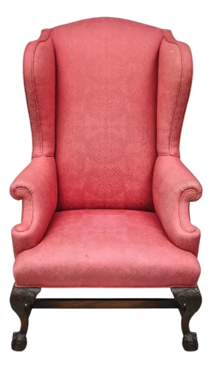 Antique Georgian Style Carved Mahogany High Wingback Lounge Chair W / Eagle Legs