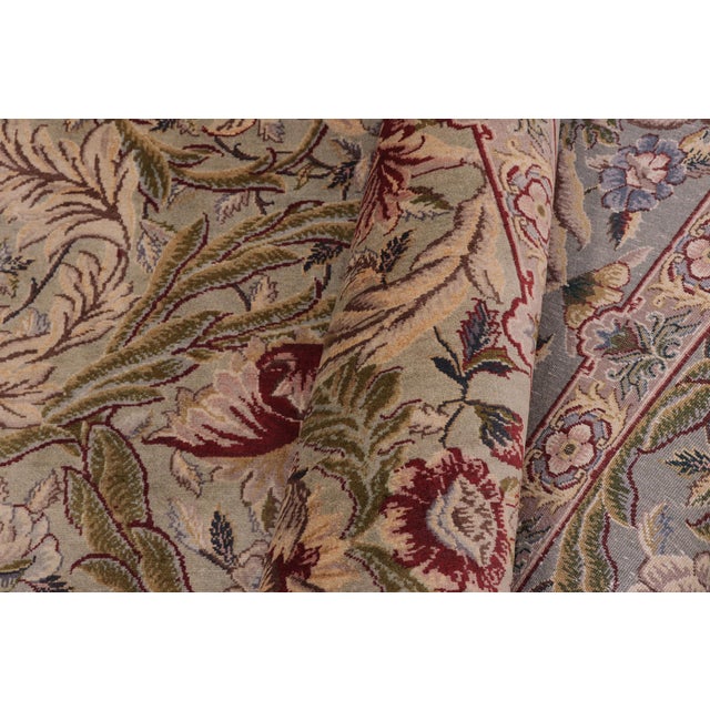 Textile Shabby Chic Marry Gold Pak-Persian Green/Beige Wool Rug - 10'0'' X 14'2'' For Sale - Image 7 of 8