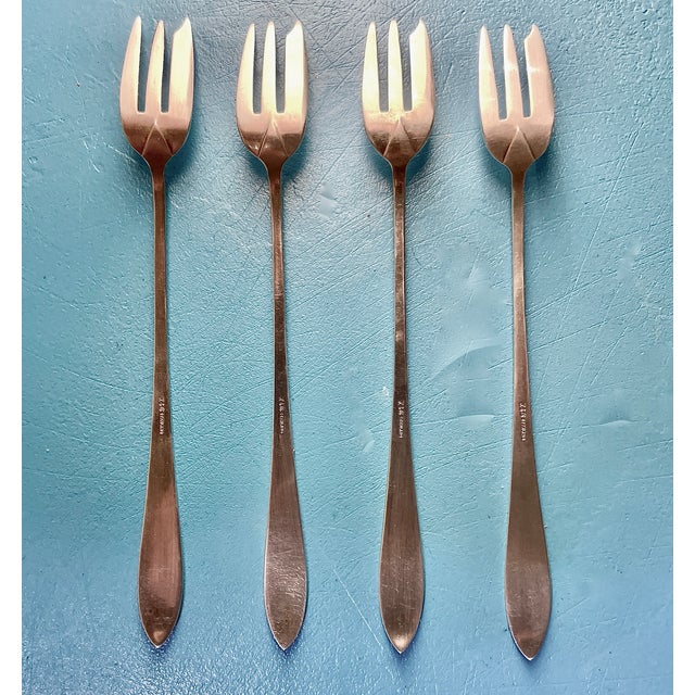 1950s 1958 Reed & Barton "The Diamond" Sterling Cocktail Forks by Gio Ponti - Set of 4 For Sale - Image 5 of 6