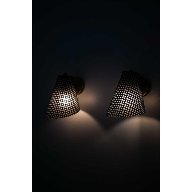Scandinavian Modern Brass Wall Lamps, 1950s, Set of 2 For Sale - Image 6 of 9
