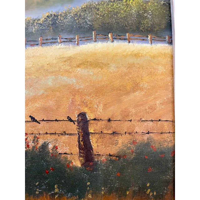 Vintage Mid-Century Style Rural Landscape Oil Painting For Sale - Image 4 of 5