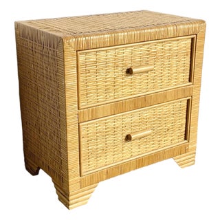 Boho Chic Wicker Nightstand For Sale