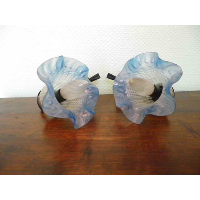 Black Vintage Wall Lights with Opaline Glass, 1970s, Set of 2 For Sale - Image 8 of 16