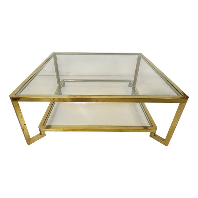 Modernist Golden Brass Coffee Table, 1970s For Sale