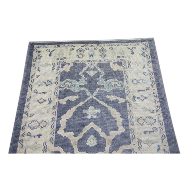 Modern Handmade Turkish Oushak Rug Gray Ivory 3'1" X 17'6" For Sale In Houston - Image 6 of 8