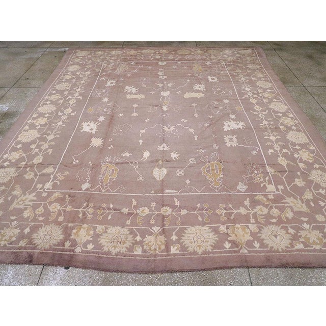 Galerie Shabab Collection Early 20th Century Turkish Oushak Large Room Size Rug in Mauve For Sale - Image 4 of 10