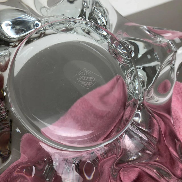 Large French Floral Crystal Glass Shell Bowl from Vannes Art, 1970s For Sale - Image 6 of 18