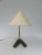 - lampshade and stand with fancy shape - shade painted in light beige and base in black shrink lacquer - holds a e27...
