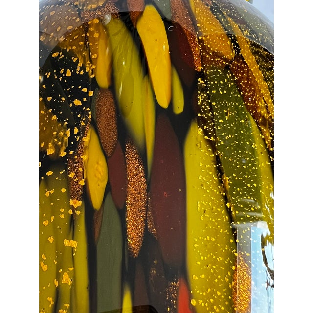 Modern Glass Vase With Splatters and Gold Dust in Murano Style For Sale - Image 13 of 14