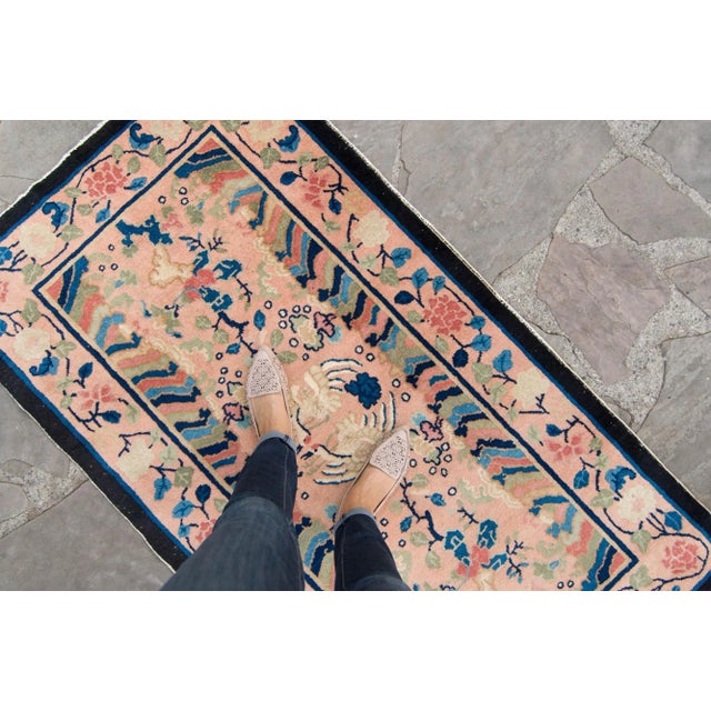 ✂ - - - - - m e a s u r e m e n t s: 3’2” x 5’9”, 96.5cm x 175.3cm, 9.1 LB C O L O R S Base: peach Accents: dark navy, ink...