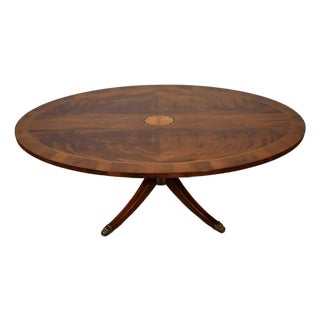 1920 Antique Hekman English Regency Mahogany Banded Satinwood Inlay Coffee Table For Sale