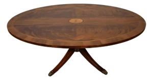1920 Antique Hekman English Regency Mahogany Banded Satinwood Inlay Coffee Table