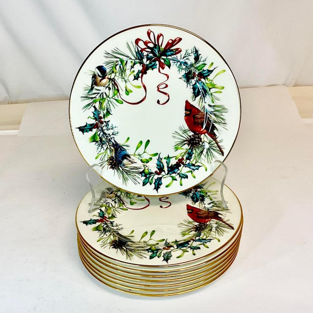 1990s Vintage Americana Arts & Crafts Boho Chic Christmas Lenox Winter Greetings Dinnerware - Set of 24, Service for 8 For Sale - Image 13 of 15
