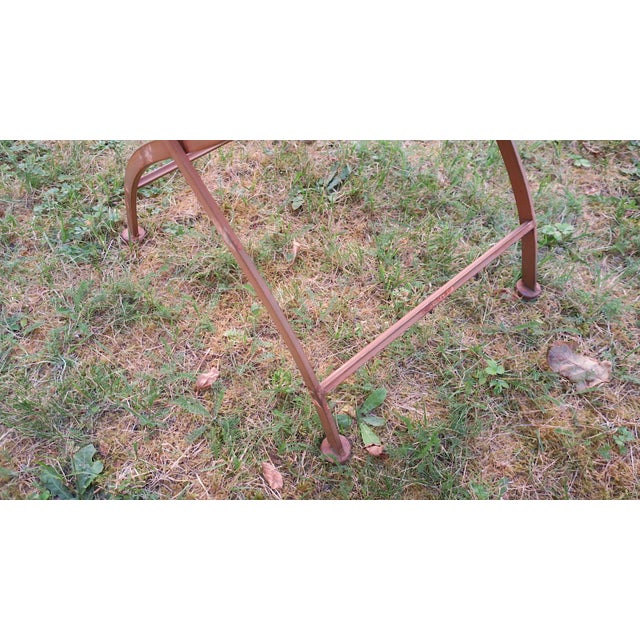 Mid-Century Distressed Painted Iron Garden Table and Chairs, Set of 3 For Sale - Image 13 of 17