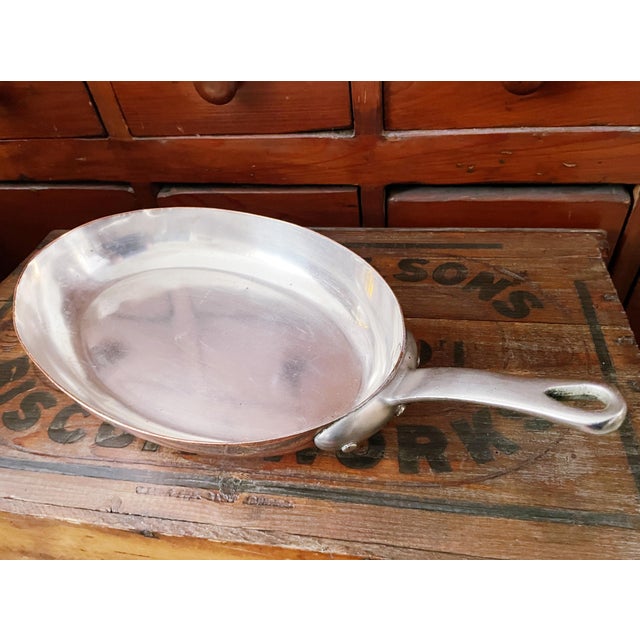 Antique Heinrichs Copper & Sterling Silver Oval Sauté Pan For Sale - Image 4 of 10
