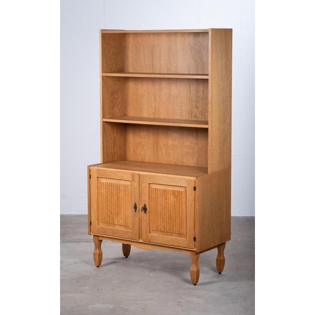 Brutalist Brutalist Oak Bookcase by Henning Kjærnulf, Denmark, 1960s For Sale - Image 3 of 10