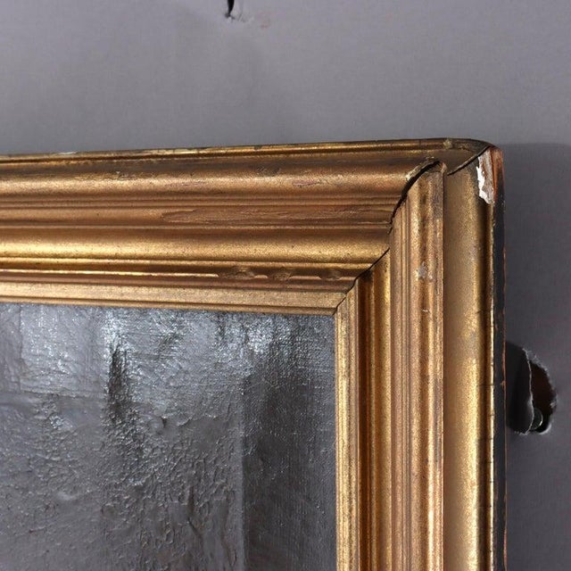 Black Antique Oil on Canvas Painting, Portrait of a Scholar, C1830 For Sale - Image 8 of 12