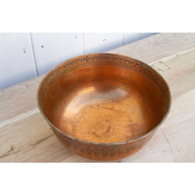 Antique Finely Engraved Copper Bowl For Sale In Los Angeles - Image 6 of 9