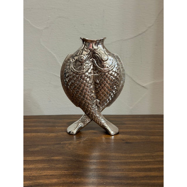 Christofle Vintage Christofle Deux Poissons Silver-Plated Fish Vase, After Émile Reiber For Sale - Image 4 of 17