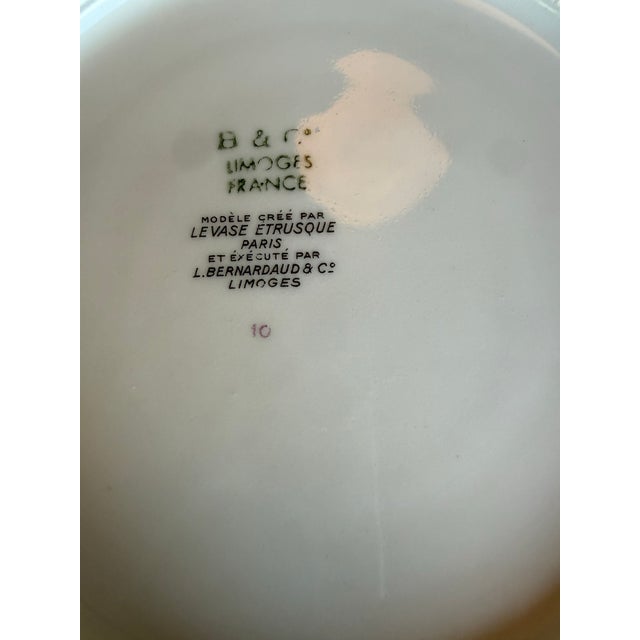 Mid 20th Century Mid 20th Century Bernardaud Limoges for Le Vase Étrusque — Green Floral & Gold Dessert Plates, Set of 11 For Sale - Image 5 of 5