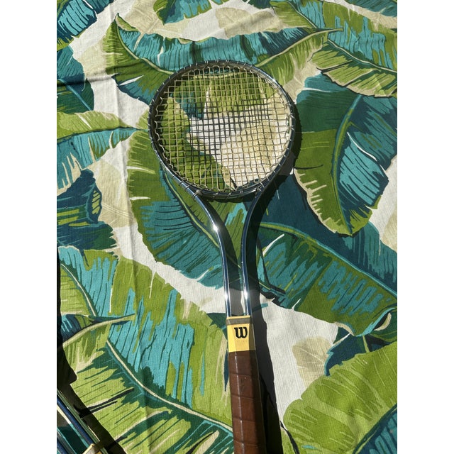 1970s Trio of Vintage Metal Wilson Tennis Rackets and Cover For Sale - Image 5 of 5